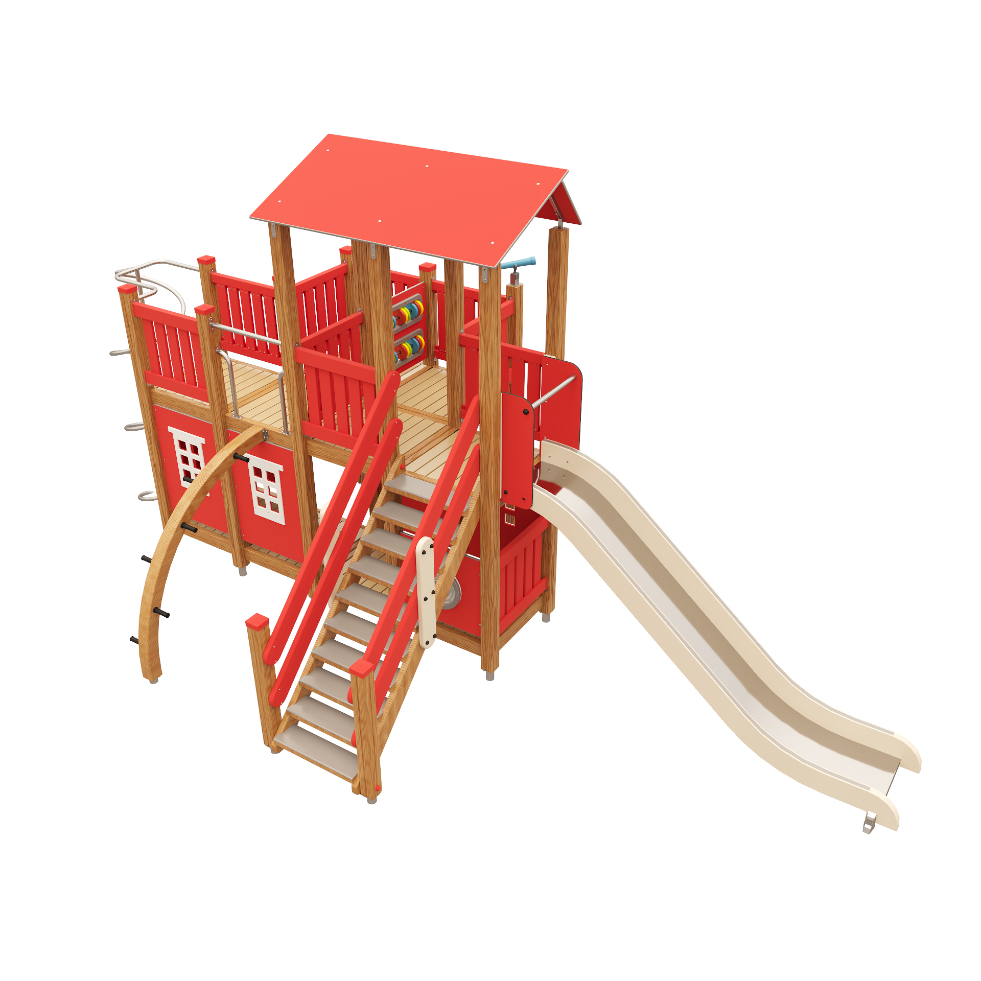 Игровой комплекс "Ферма" красная с горкой