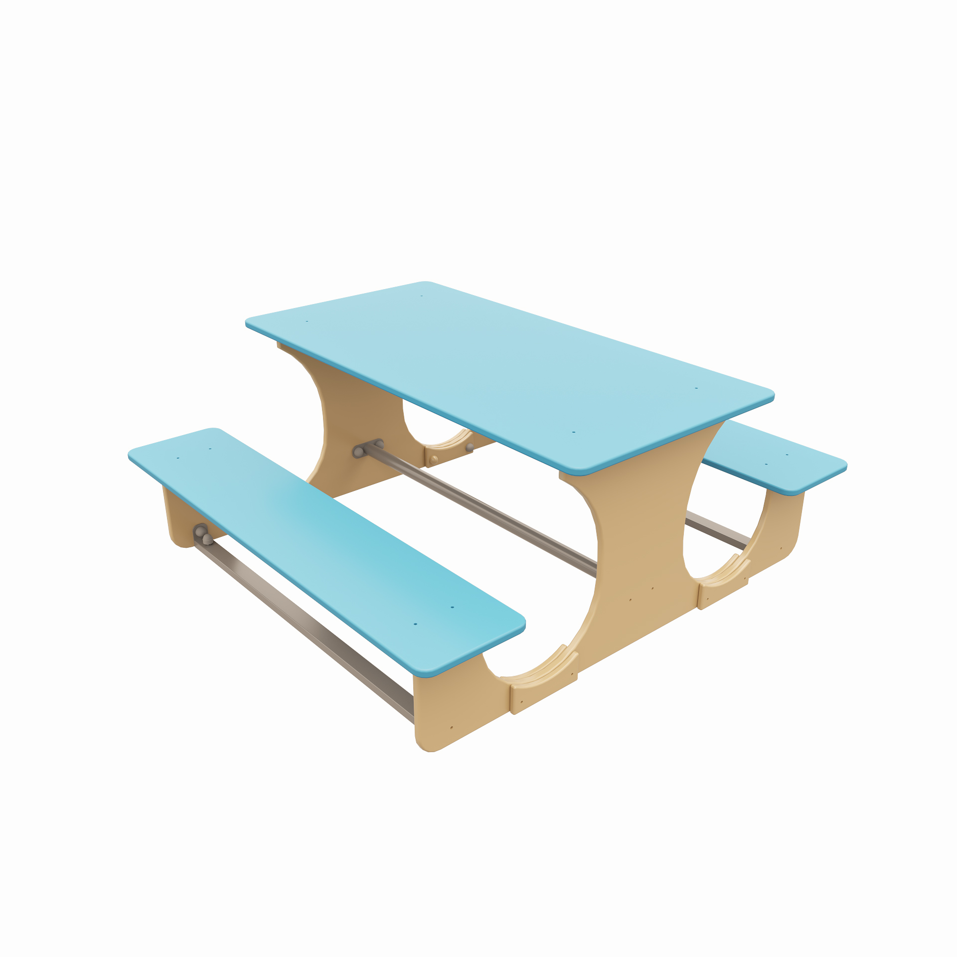 Стол со скамьями "Якорь" голубой